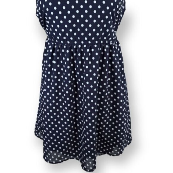 NAVY & WHITE POLKA-DOT DRESS SZ.XS/S EUC - Picture 3 of 4